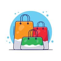 Flat cartoon shopping paper bag icon mascot symbol illustration object for web and online offline business store vector
