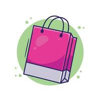 Draw cute pink shopping paper bag icon mascot symbol illustration object for web and online offline business store vector