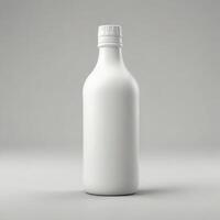 White Plastic Bottle Mockup on Gray Background photo