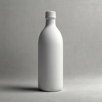 White Bottle Mockup on Concrete Background photo