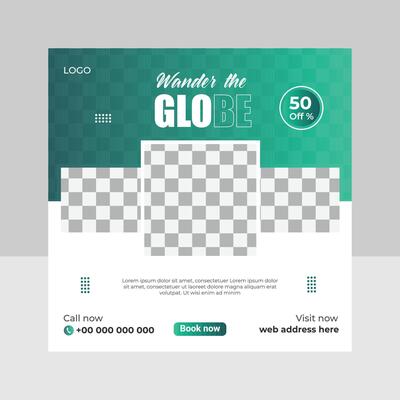 Adventure travel social media post design template