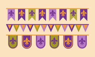A set of colorful fleur-de-lis garland to entertain and lift the spirits at all your celebrations and holiday events. for design projects showcasing intricate details and classic style vector