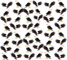 A pattern of bald eagles on a white background vector