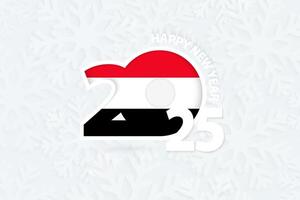 New Year 2025 for Yemen on snowflake background. vector