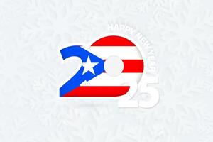 New Year 2025 for Puerto Rico on snowflake background. vector