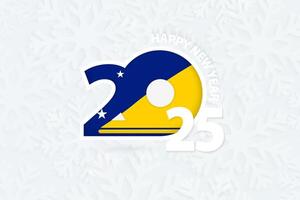 New Year 2025 for Tokelau on snowflake background. vector