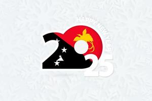 New Year 2025 for Papua New Guinea on snowflake background. vector