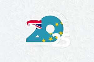 New Year 2025 for Tuvalu on snowflake background. vector