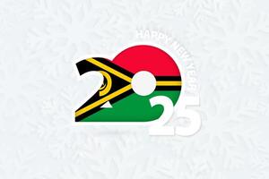 New Year 2025 for Vanuatu on snowflake background. vector