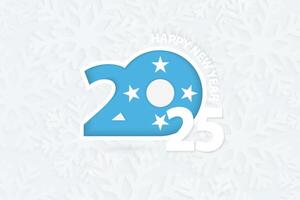 New Year 2025 for Micronesia on snowflake background. vector