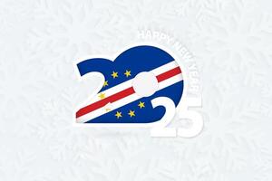 New Year 2025 for Cape Verde on snowflake background. vector