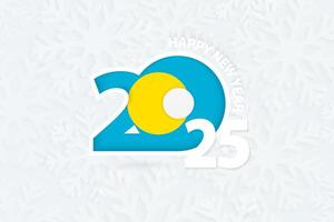 New Year 2025 for Palau on snowflake background. vector