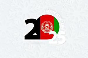 New Year 2025 for Afghanistan on snowflake background. vector