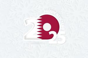 New Year 2025 for Qatar on snowflake background. vector