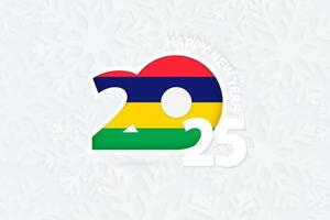 New Year 2025 for Mauritius on snowflake background. vector