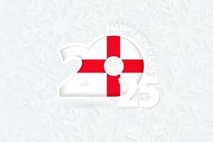 New Year 2025 for England on snowflake background. vector