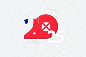 New Year 2025 for Wallis and Futuna on snowflake background. vector
