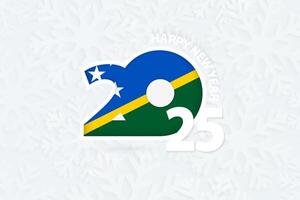 New Year 2025 for Solomon Islands on snowflake background. vector