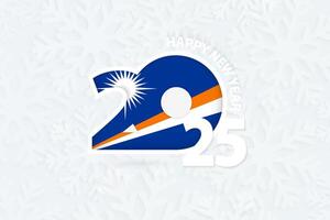 New Year 2025 for Marshall Islands on snowflake background. vector