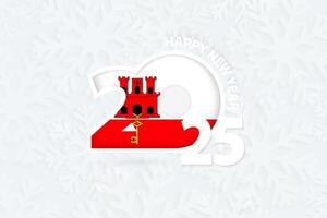 New Year 2025 for Gibraltar on snowflake background. vector