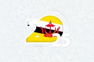New Year 2025 for Brunei on snowflake background. vector