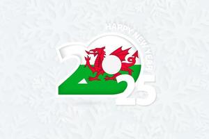 New Year 2025 for Wales on snowflake background. vector