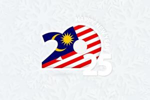New Year 2025 for Malaysia on snowflake background. vector