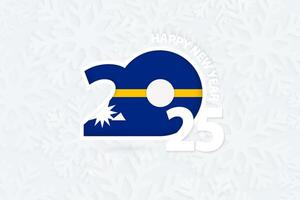 New Year 2025 for Nauru on snowflake background. vector