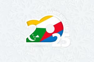 New Year 2025 for Comoros on snowflake background. vector