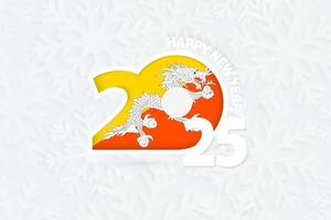 New Year 2025 for Bhutan on snowflake background. vector