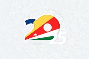 New Year 2025 for Seychelles on snowflake background. vector