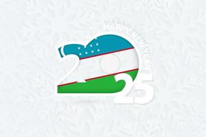 New Year 2025 for Uzbekistan on snowflake background. vector