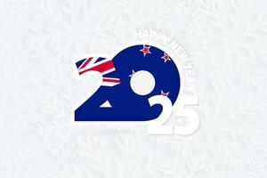New Year 2025 for New Zealand on snowflake background. vector