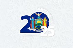 New Year 2025 for New York on snowflake background. vector