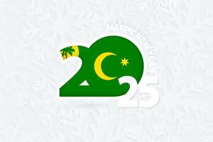 New Year 2025 for Cocos Islands on snowflake background. vector
