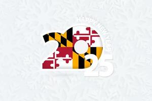 New Year 2025 for Maryland on snowflake background. vector
