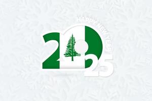 New Year 2025 for Norfolk Island on snowflake background. vector