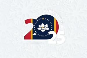 New Year 2025 for Mississippi on snowflake background. vector