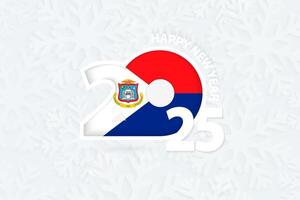 New Year 2025 for Sint Maarten on snowflake background. vector