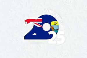 New Year 2025 for Saint Helena on snowflake background. vector