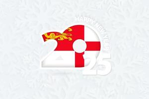 New Year 2025 for Sark on snowflake background. vector