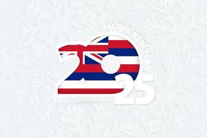 New Year 2025 for Hawaii on snowflake background. vector