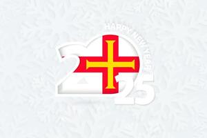 New Year 2025 for Guernsey on snowflake background. vector
