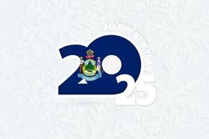 New Year 2025 for Maine on snowflake background. vector