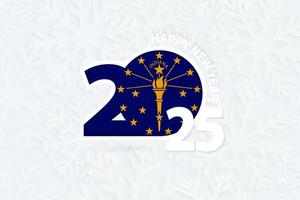 New Year 2025 for Indiana on snowflake background. vector