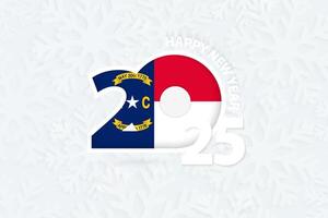 New Year 2025 for North Carolina on snowflake background. vector