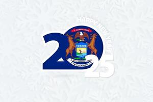 New Year 2025 for Michigan on snowflake background. vector