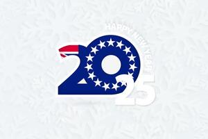 New Year 2025 for Cook Islands on snowflake background. vector