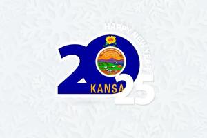 New Year 2025 for Kansas on snowflake background. vector