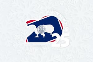 New Year 2025 for Wyoming on snowflake background. vector
